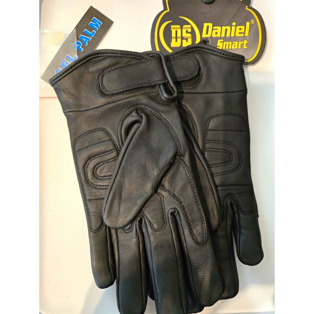 DS44-S Premium Black Motorcycle Biker Riding Full Finger Leather Gloves